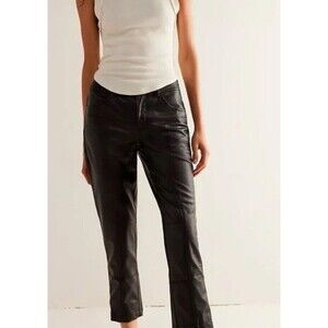 We The Free Rebel Vegan Leather Pleather Pants Cropped Ankle Size 12